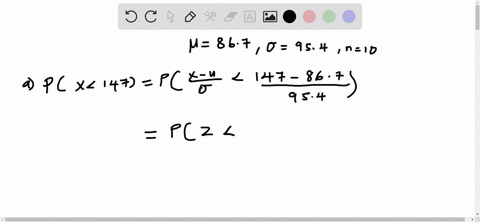 population-of-values-has-a-normal-distribution-with-867-and-0-954-you-intend-to-draw-a-random-sample-of-size-n-10-find-the-probability-that-a-single-randomly-selected-value-is-less-than-147-58073