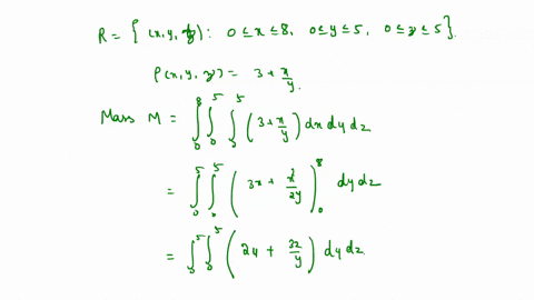 find-the-coordinates-of-the-center-of-mass-of-the-following-solid-with-variable-density-rlxyz-0sxs8-0ys10szsi-pxyz-4-3-the-center-of-mass-is-located-at-type-exact-answers-in-simplified-form-31674