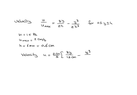 question-9-the-laminar-flow-of-fluid-over-a-stationary-fixed-plate-is-illustrated-in-the-figure-below-the-velocity-distribution-defined-for-0-leq-y-leq-h-for-this-flow-is-fracuu_max-frac32leftfracyhri