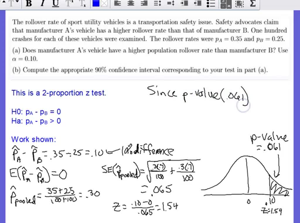 The rollover rate of sport utility vehicles is a transportation safety