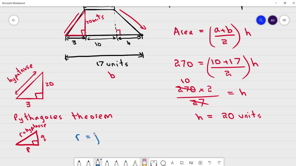 SOLVED: The area of the trapezoid shown below is equal to 270 square ...