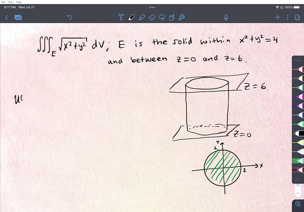 SOLVED: Use cylindrical coordinates Evaluate JIs Vx2+y2 dv, where E is ...