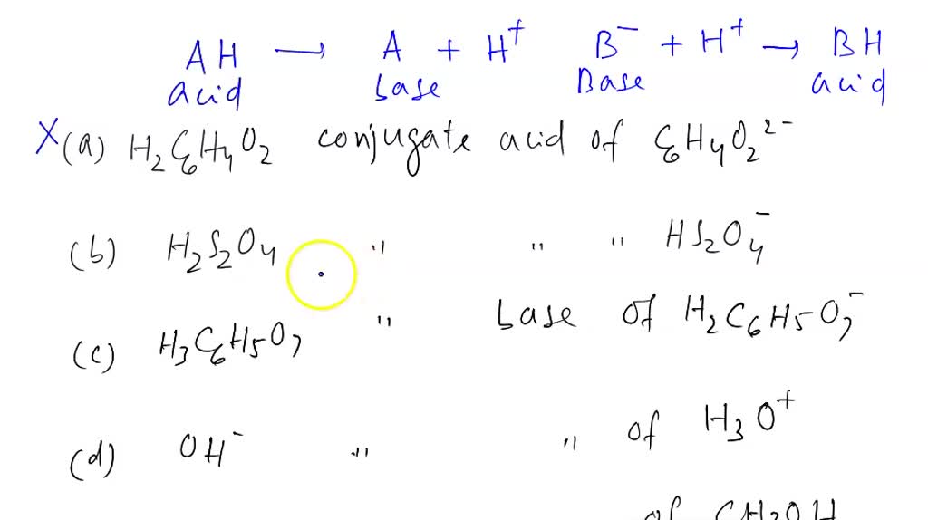 SOLVED: Using your understanding of conjugate acids and bases, pick the ...