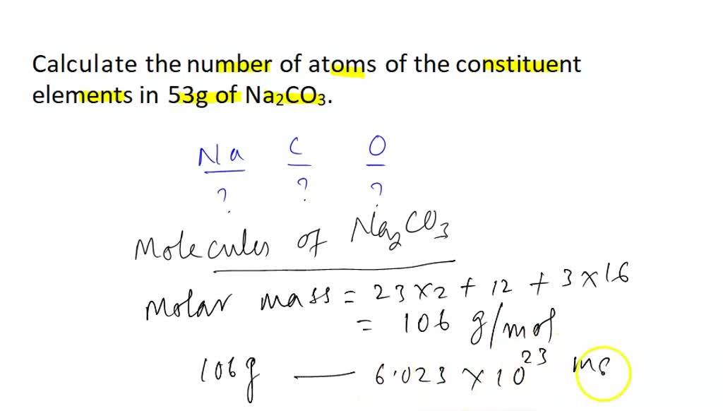 SOLVED: Calculate the number of atoms of the constituent elements in ...