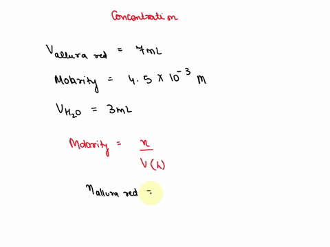 a-student-makes-a-solution-by-mixing-70-ml-ofa-45-x-10-3-m-solution-of-allura-red-and-30-ml-of-water-what-is-the-concentration-of-allura-red-in-the-resulting-solution-17173