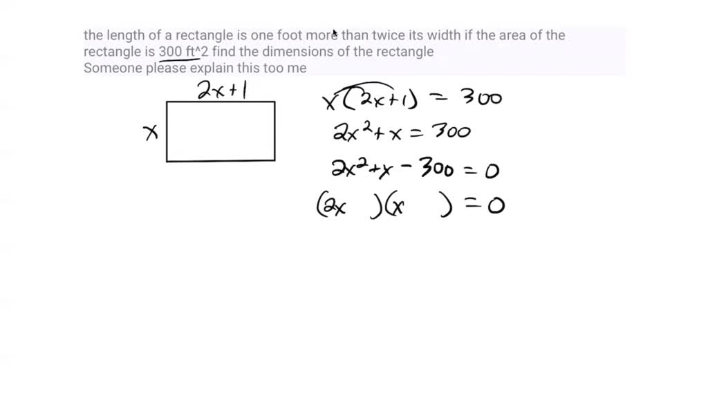 solved-the-length-of-a-rectangle-is-one-foot-more-than-twice-it-s