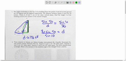 the-angle-of-clevation-the-top-c-ol-a-bullding-from-two-points-and-on-levcl-iespectively-the-dstance-bouad-are-50-degrecs-60-degrees-dctuccn-pcints-and-ieler-fointr-auad-juc-in-the-simne-ver-10547