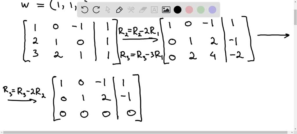 SOLVED: Write the vector w = (4, 7,23) asa linear combination of ii1 (1 ...