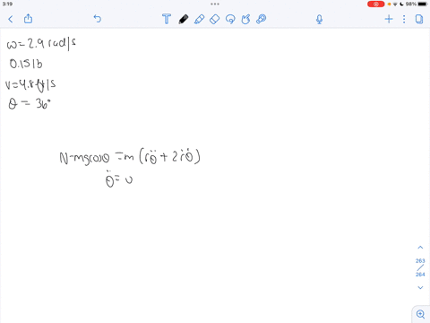 the-hollow-tube-is-pivoted-about-a-horizontal-axis-through-point-o-and-is-made-to-rotate-in-the-vertical-plane-with-a-constant-counterclockwise-angular-velocity-29-radsec-if-a-015-lb-particl-57772