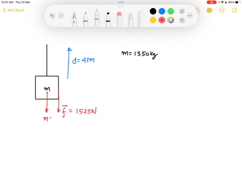 suppose-a-1350-kg-elevator-car-is-lifted-a-distance-43-m-by-its-cable-at-a-constant-speed-assuming-the-frictional-force-on-the-elevator-has-a-constant-value-of-1525-ncalculate-the-work-done-on-the-ele