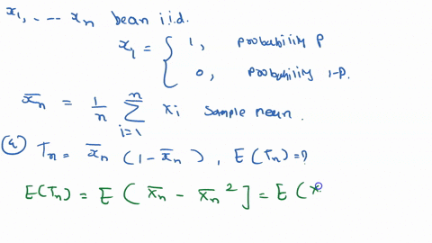 1-let-x1-xn-be-an-iid-sample-from-a-bernoulli-distribution-with-parameter-p_-that-is-with-probability-p-xi-3-0-with-probability-1-p-let-xn-4-zi-1-x-be-the-sample-mean-a-8-pts-consider-the-st-94942
