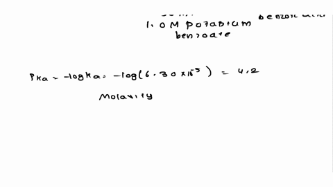 the-ka-of-benzoic-acid-is-630-10-the-ph-of-a-buffer-prepared-by-points-combining-500-ml-of-100-m-potassium-benzoate-and-500-ml-of-100-m-benzoic-acid-is-0851-4201-1705-3406-2383-77554