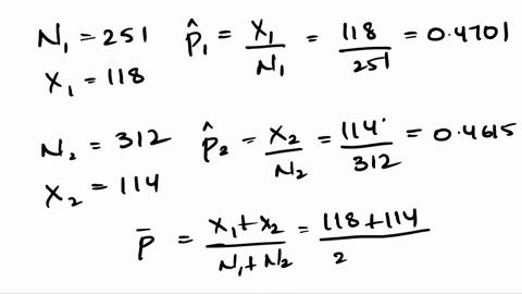 conduct-a-test-at-the-005-level-of-significance-by-determining-a-the-null-and-alternative-hypotheses-b-the-test-statistic-and-c-the-p-value-assume-the-samples-were-obtained-independently-fro-52513
