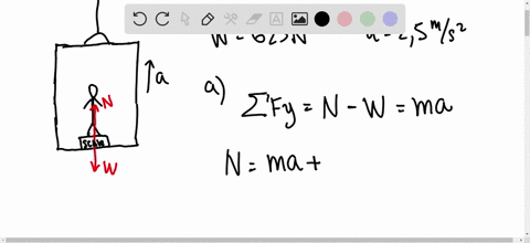 you-walk-into-an-elevator-step-onto-a-scale-and-push-the-up-button-you-also-recall-that-your-normal-weight-is-625-mathrmn-start-each-of-the-following-parts-with-a-free-body-diagram-a-if-the-elevator-h
