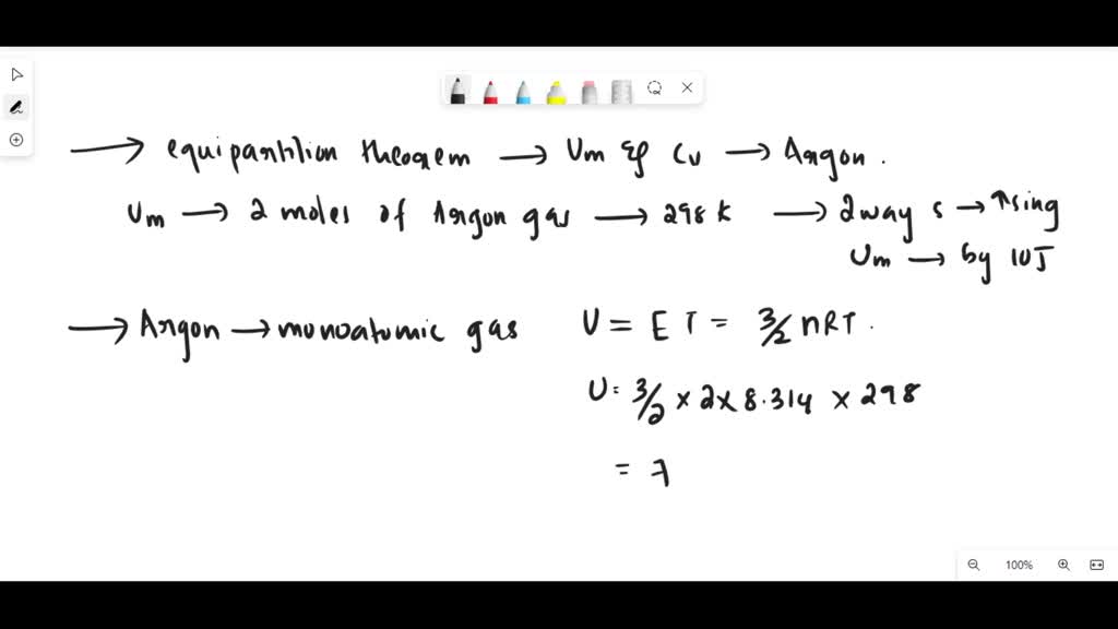 SOLVED: Use the equipartition theorem to find Um and CV for argon ...