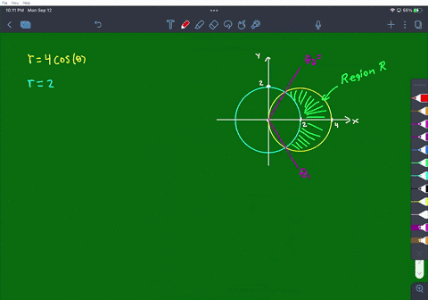 find-the-area-of-the-region-inside-the-circle-r4costheta-and-outside-the-circle-r2-67254