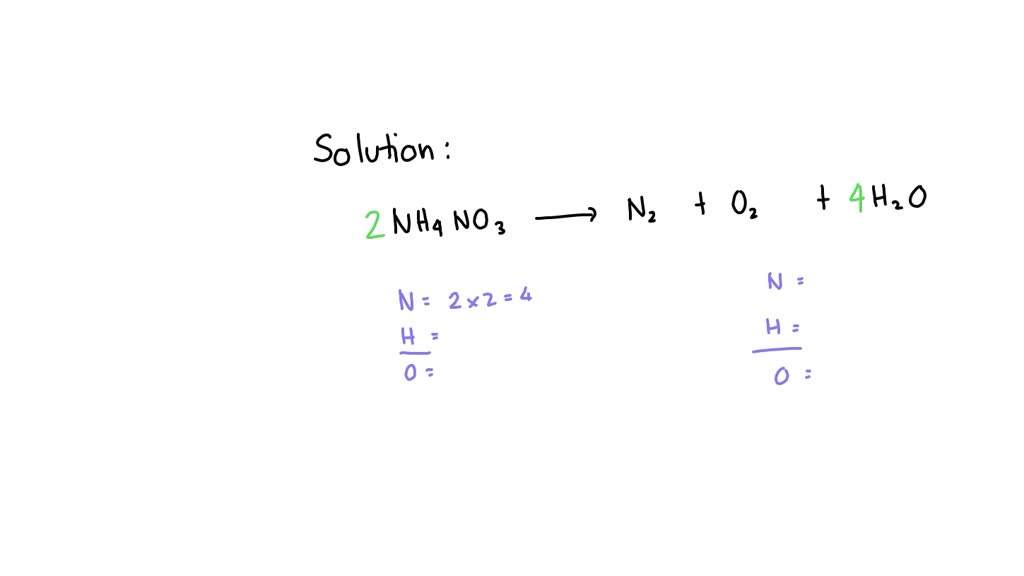 NH4NO3 → N2+O2+H2O balance