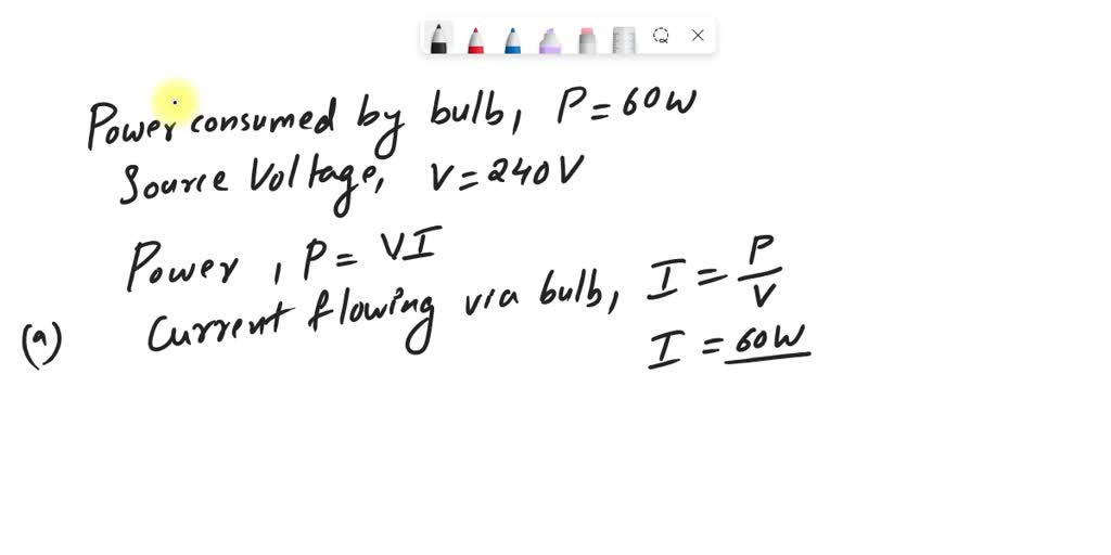 SOLVED: A 60 W electric light bulb is connected to a 240 V supply ...