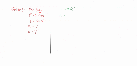 a-rope-is-wound-around-a-hollow-cylinder-of-mass-3-kg-and-radius-40-cm-if-the-rope-is-pulled-downwards-with-a-force-of-30-n-find-i-the-angular-acceleration-of-the-cylinder-ii-the-linear-acceleration-o