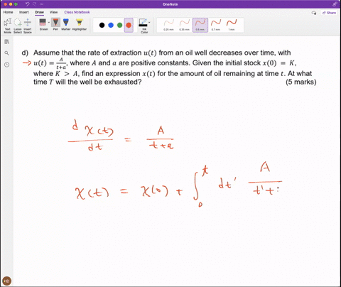 d-assume-that-the-rate-of-extraction-ut-from-an-oil-well-decreases-over-time-with-ut-where-a-and-a-are-positive-constants-given-the-initial-stock-x0-k-ta-where-k-afind-an-expression-xt-for-t-99158