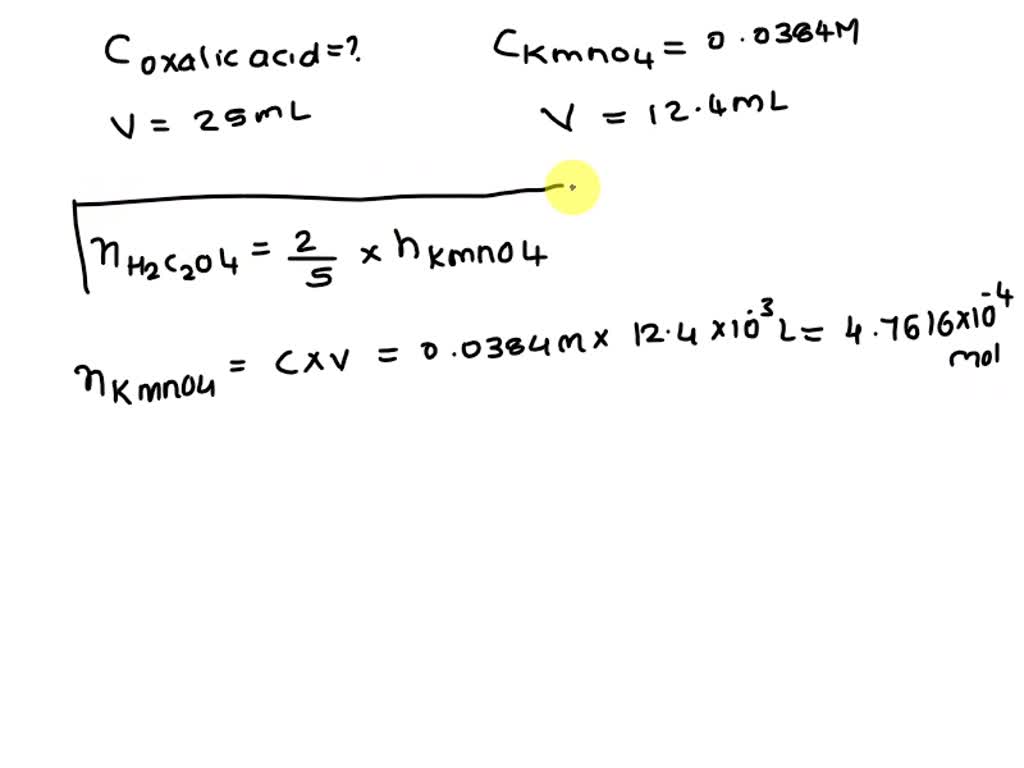 Solved The Balanced Equation For The Titration Of Oxalic Acid With Potassium Permanganate Is 2