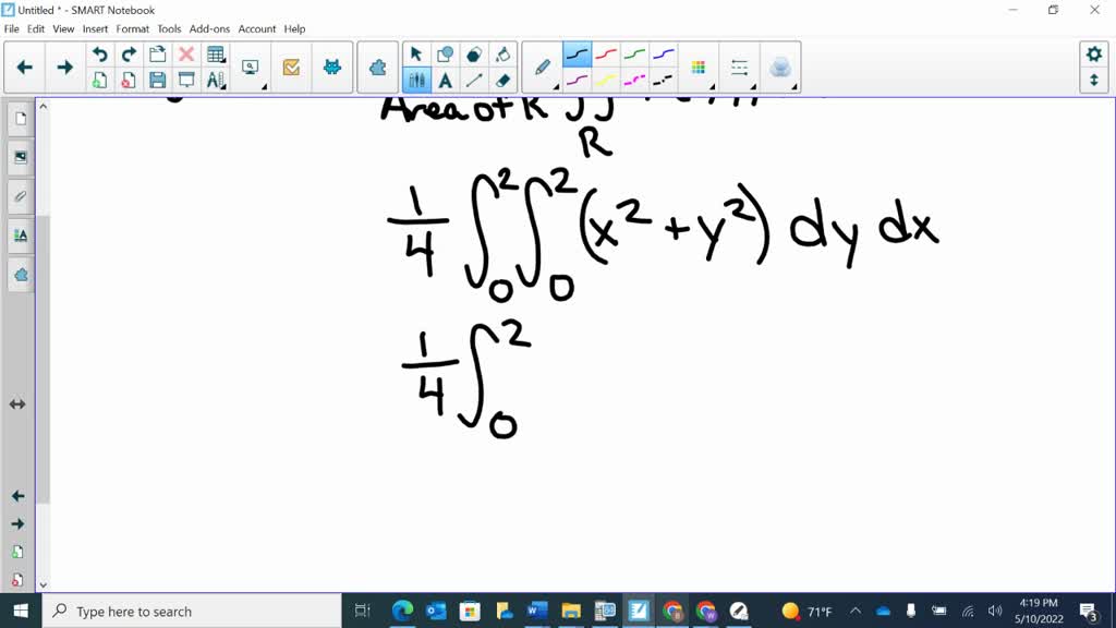 Find the average height of the paraboloid z = x2 + y2 over thesquare 0 ...