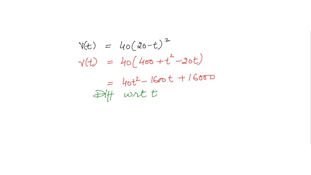 An oil tank is being drained for cleaning After t minutes there are V