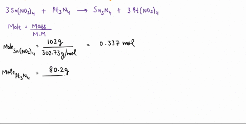 if-102-grams-of-snno24-is-reacted-with-802-grams-of-pt3n4-and-yields-402-grams-of-sn3n4-what-is-the-limiting-reagent-in-the-reaction-and-what-is-the-percent-theoretical-yield-44599