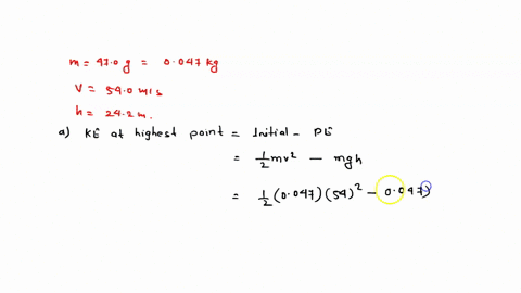 a-470-g-golf-ball-is-driven-from-the-tee-with-an-initial-speed-of-540-ms-and-rises-to-a-height-of-242-m-a-neglect-air-resistance-and-determine-the-kinetic-energy-of-the-ball-at-its-highest-p-15491