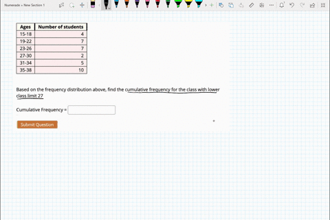 ages-15-18-19-22-23-26-27-30-31-34-35-38-number-of-students-7-2-5-10-based-on-the-frequency-distribution-above-find-the-cumulative-frequency-for-the-class-with-lower-class-limit-27-cumulativ-75599