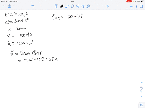 the-disk-rotates-about-a-fixed-axis-through-o-with-angular-velocity-w-5-rads-and-angular-acceleration-a-3-rads2-at-the-instant-represented-in-the-directions-shown-the-slider-a-moves-in-the-s-89618