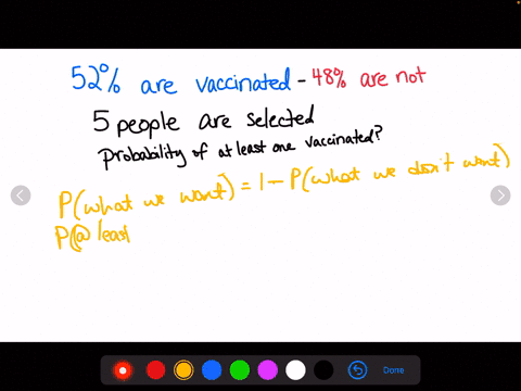 in-a-large-population-52-of-the-people-have-been-vaccinated-if-5-people-are-randomly-selected-what-is-the-probability-that-at-least-one-of-them-has-been-vaccinated-give-your-answer-as-a-deci-72877