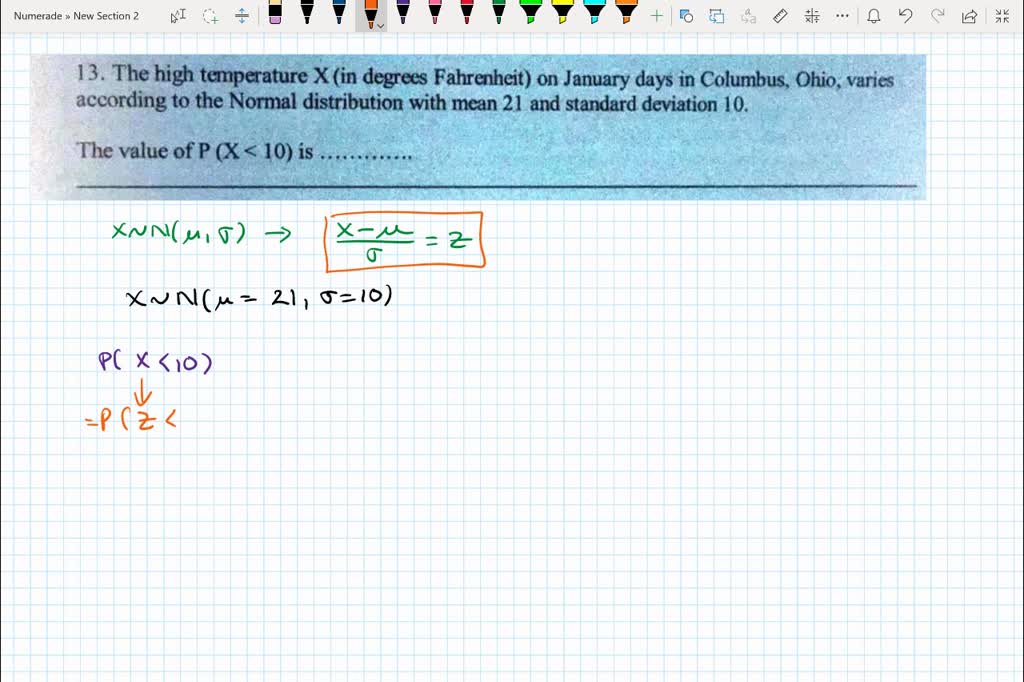 SOLVED 13 . The high temperature X (in degrees Fahrenheit) on January