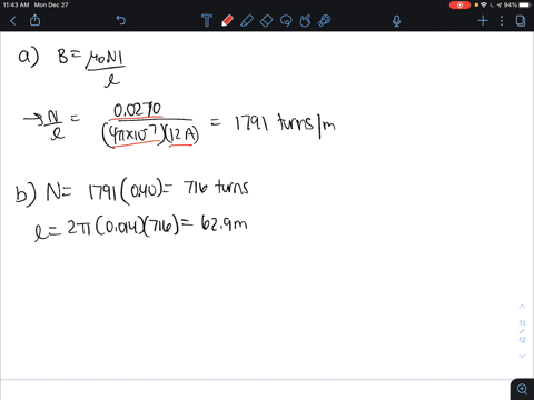 a-solenoid-is-designed-to-produce-a-magnetic-field-of-00270-t-at-its-center-it-has-radius-140-mathrm-15786