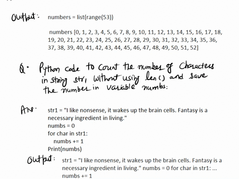 1-write-code-to-create-a-list-of-integers-from-0-through-52-and-assign-that-list-to-the-variable-numbers-you-should-use-a-special-python-function-do-not-type-out-the-whole-list-yourself-hint-26617