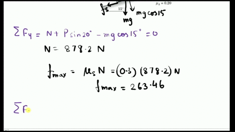 the-coefficient-of-static-and-kinetic-friction-between-the-100-kg-block-and-the-inclined-plane-are-030-and-020-respectively-_-determine-a-the-friction-force-f-acting-on-the-block-when-p-is-a-04725