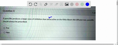 question-3-if-penicillin-produces-larger-zone-of-inhibition-than-tetracycline-on-the-kirby-bauer-disk-diffusion-test-penicillin-should-always-be-prescribed-true-false-12625