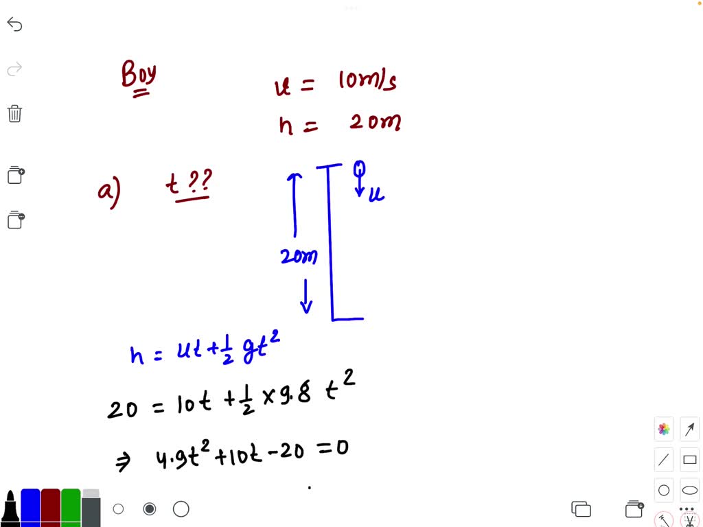 SOLVED A boy throws a ball vertically downward at 10m/s from the roof