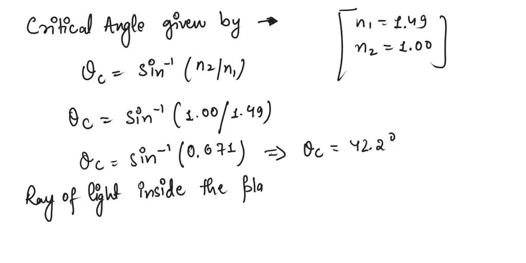 Solved what is the critical angle for light traveling in a polystyrene