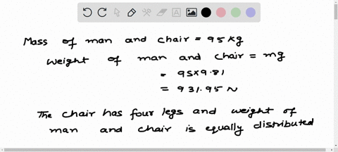 a-large-man-sits-on-a-four-legged-chair-with-his-feet-off-the-floor-the-combined-mass-of-the-man-and-chair-is-950-kg-if-the-chair-legs-are-circular-and-have-a-radius-of-0600-cm-at-the-bottom-55641