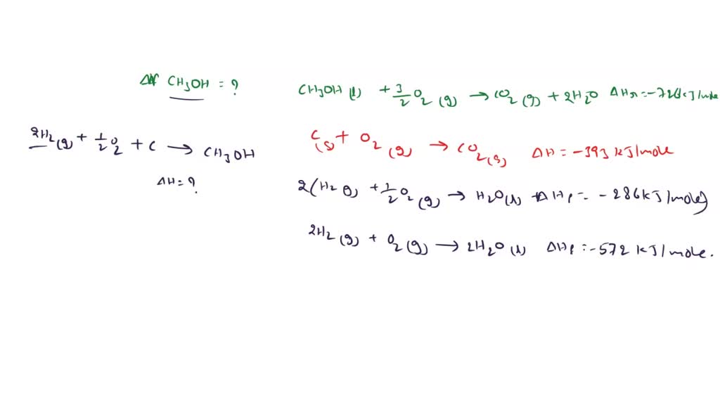 SOLVED Calculate the standard enthalpy of formation of CH3OH(I) from