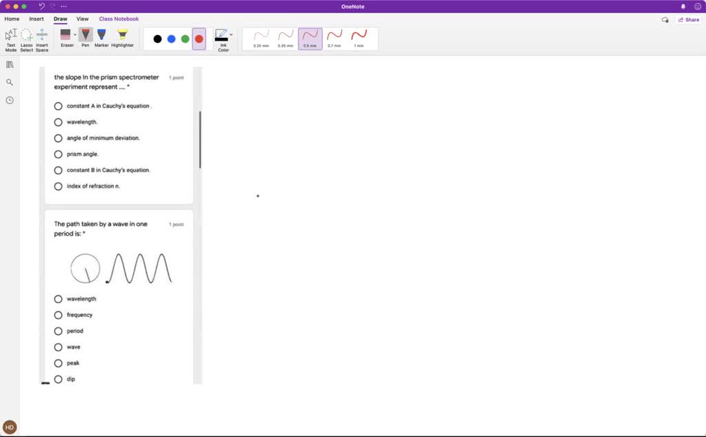 SOLVED the slope In the prism spectrometer experiment represent poini