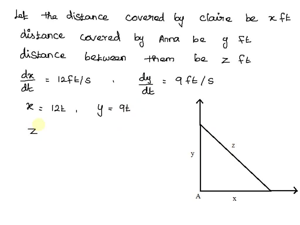 solved-give-your-answer-accurate-to-3-decimal-places-claire-starts-at-point-a-and-runs-east-at-a-rate-of-12-ft-sec-one-minute-later-anna-starts-at-a-and-runs