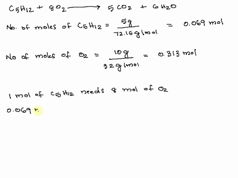 b-the-reaction-of-50-g-of-pentane-c5h12-with-100-g-of-oxygen-gas-and-produces-24-g-co2-what-is-the-percent-yield-for-the-reaction-mm-pentane-7215-mm-carbon-dioxide-4401-mm-oxygen-3200-01574