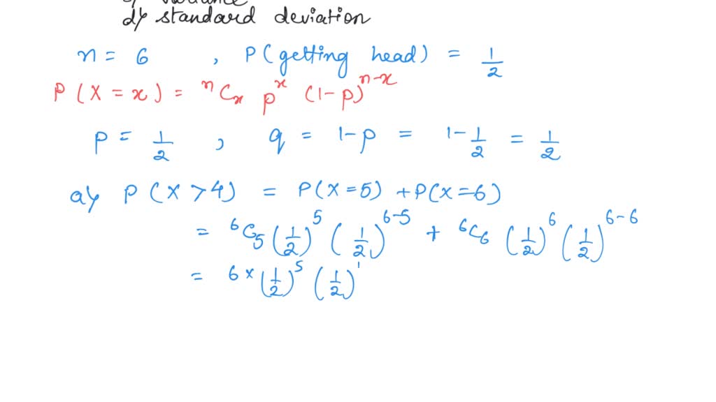 SOLVED . A fair coin is flipped six times and the number of