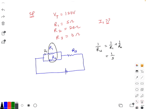 if-a-series-parallel-circuit-has-vt-120v-r1-5ohms-parallel-r2-20ohms-parallel-and-r3-6ohms-series-the-current-flow-through-r1-would-be-a-12a-b-96a-c-162a-d-6a