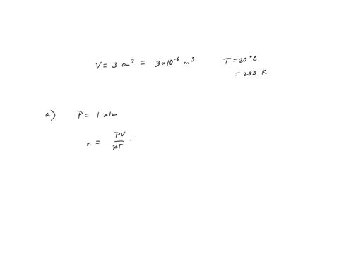 a-an-ideal-gas-occupies-a-volume-of-30-cm-at-20c-and-atmospheric-pressure-determine-the-number-of-molecules-of-gas-in-the-container-molecules-b-if-the-pressure-of-the-30-cm3-volume-is-reduce-78187