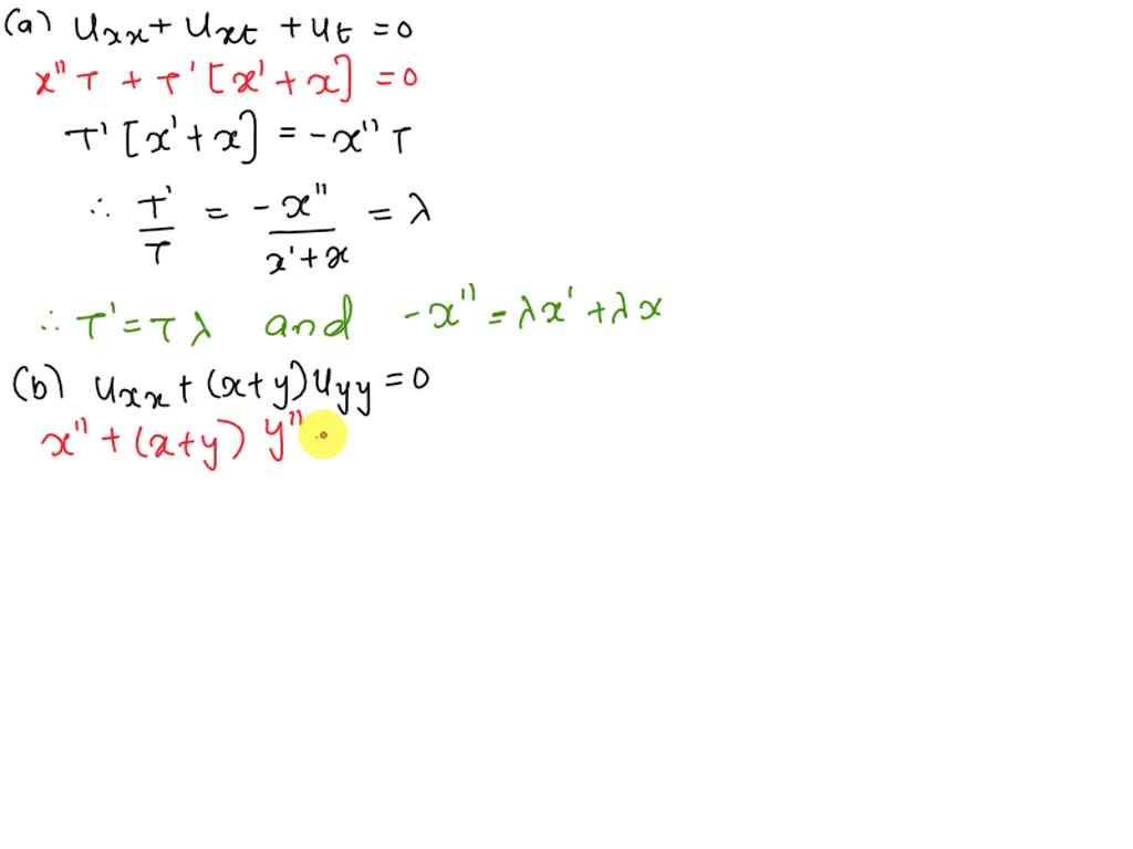 SOLVED: Determine whether the method of separation of variables can be ...