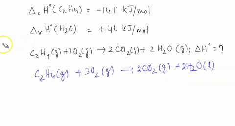 the-h0-combustion-of-ethylene-c2h4-is-1411-kjmol-and-the-h0-vaporization-for-water-is-440-kjmol-what-is-h0-in-kjmol-for-the-reaction-c2h4g-3o2g-2co2g-2h2og-78915