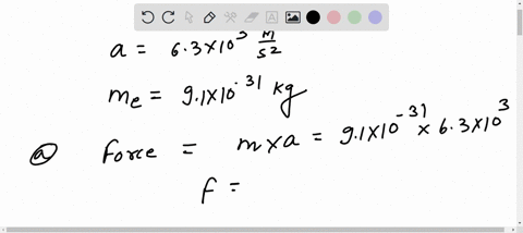 an-electron-moving-through-an-electric-field-experiences-an-acceleration-of-63-times-103-mathrmm-m-2-95177